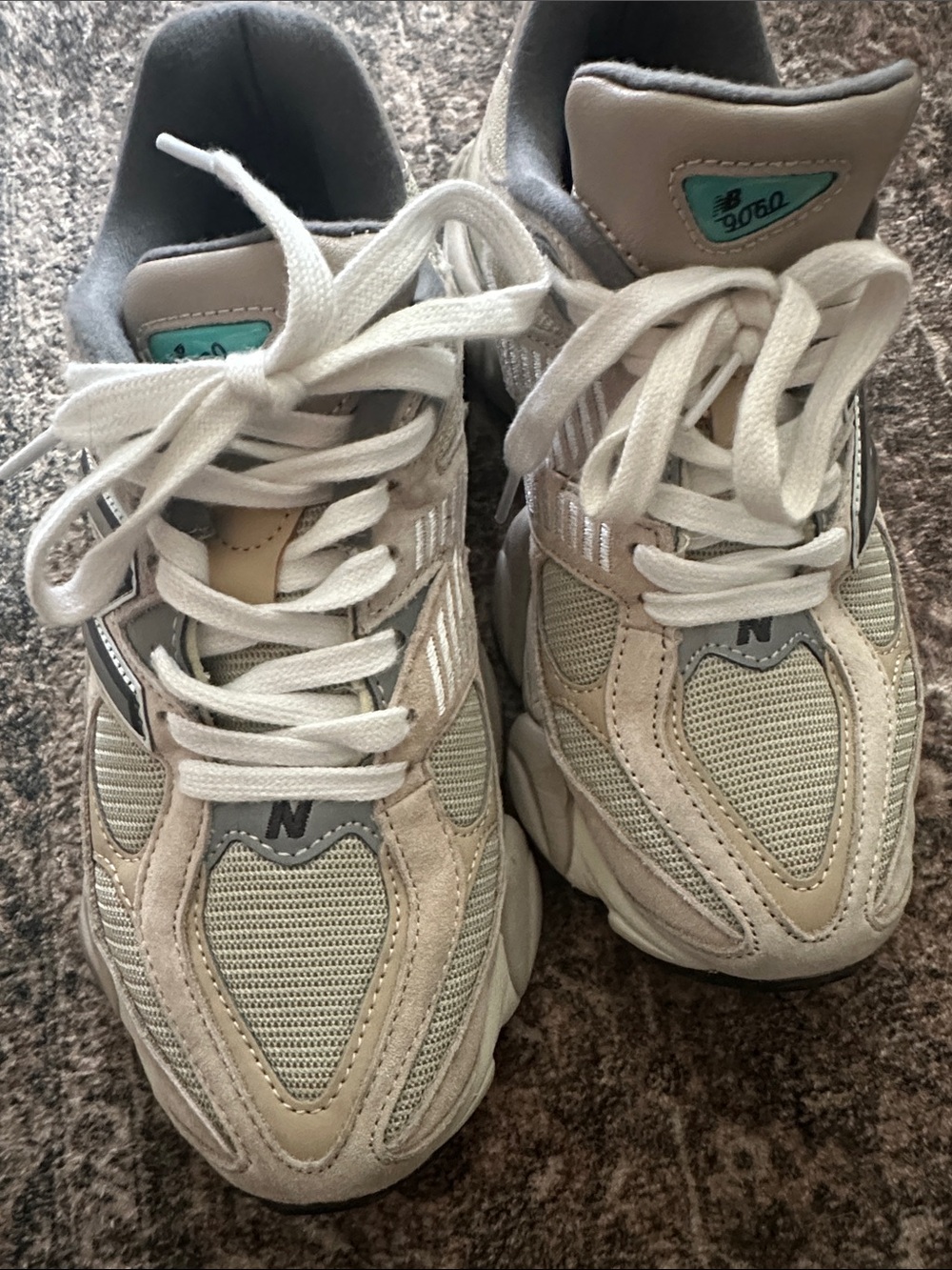 New Balance 990v6 Cream and White Mesh Sneakers - Picture 5 of 6
